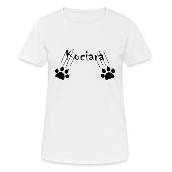 DZ0003 Katzenpfoten Krallen Inschrift - Frauen T-Shirt atmungsaktiv - Weiß - Vorne - AI Model Female 172 dark (172cm)