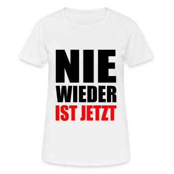 Nie wieder ist jetzt - Frauen T-Shirt atmungsaktiv - Weiß - Vorne - AI Model Female 172 dark (172cm)