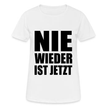 Nie wieder ist jetzt - Frauen T-Shirt atmungsaktiv - Weiß - Vorne - AI Model Female 172 dark (172cm)