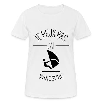 J Peux Pas j ai windsurf - surfing - T-shirt respirant Femme - blanc - Devant - AI Model Female 172 dark (172cm)