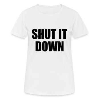 Shut it down - T-shirt respirant Femme - blanc - Devant - AI Model Female 172 dark (172cm)