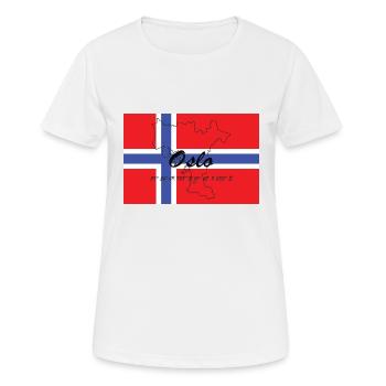 Oslo - Hauptstadt mit GPS & Flagge - Frauen T-Shirt atmungsaktiv - Weiß - Vorne - AI Model Female 172 dark (172cm)