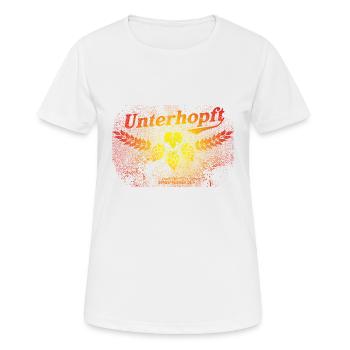 Unterhopft T-Shirt, distressed - Frauen T-Shirt atmungsaktiv - Weiß - Vorne - AI Model Female 172 dark (172cm)