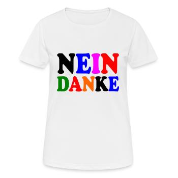 Nein danke - Frauen T-Shirt atmungsaktiv - Weiß - Vorne - AI Model Female 172 dark (172cm)