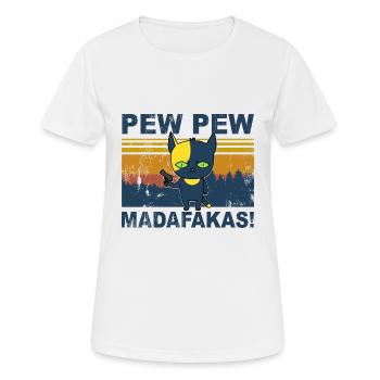 Katze Pew Pew - Frauen T-Shirt atmungsaktiv - Weiß - Vorne - AI Model Female 172 dark (172cm)