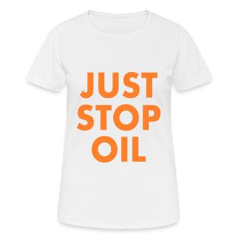 Just stop oil - T-shirt respirant Femme - blanc - Devant - AI Model Female 172 dark (172cm)