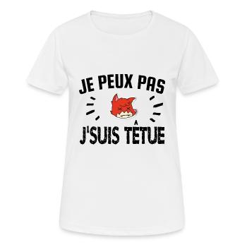 je peux pas je suis têtue - T-shirt respirant Femme - blanc - Devant - AI Model Female 172 dark (172cm)