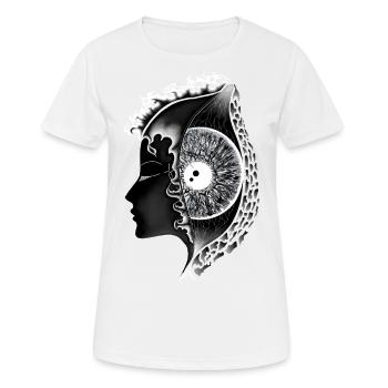 Big Eye White, Eye, Vertical, Realistic - Women's Breathable T-Shirt - white - Front - AI Model Female 172 dark (172cm)