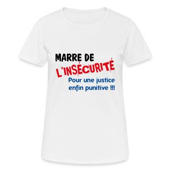 Marre de l'insécurité - T-shirt respirant Femme - blanc - Devant - AI Model Female 172 dark (172cm)