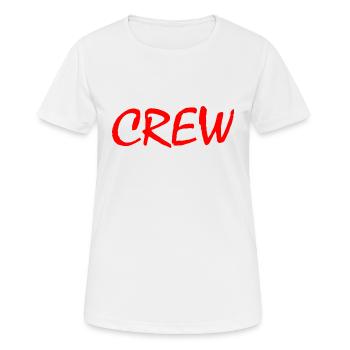 Crew - Frauen T-Shirt atmungsaktiv - Weiß - Vorne - AI Model Female 172 dark (172cm)