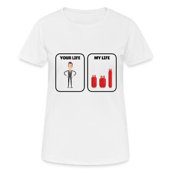 Dicton amusant sur les prix élevés de l’essence et l’inflation - T-shirt respirant Femme - blanc - Devant - AI Model Female 172 dark (172cm)