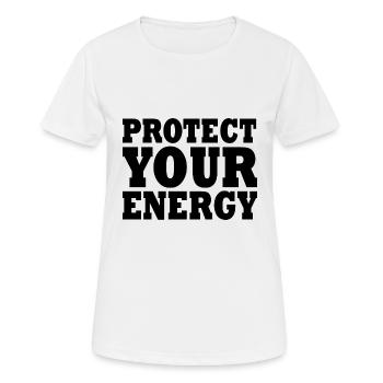 Protect your energy - T-shirt respirant Femme - blanc - Devant - AI Model Female 172 dark (172cm)