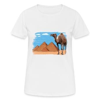 Kamel vor Pyramiden - Frauen T-Shirt atmungsaktiv - Weiß - Vorne - AI Model Female 172 dark (172cm)
