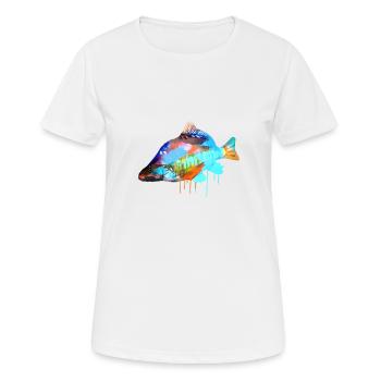 carpe, coloré, graffiti, peinture, poisson - T-shirt respirant Femme - blanc - Devant - AI Model Female 172 dark (172cm)