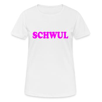 Schwul - Frauen T-Shirt atmungsaktiv - Weiß - Vorne - AI Model Female 172 dark (172cm)