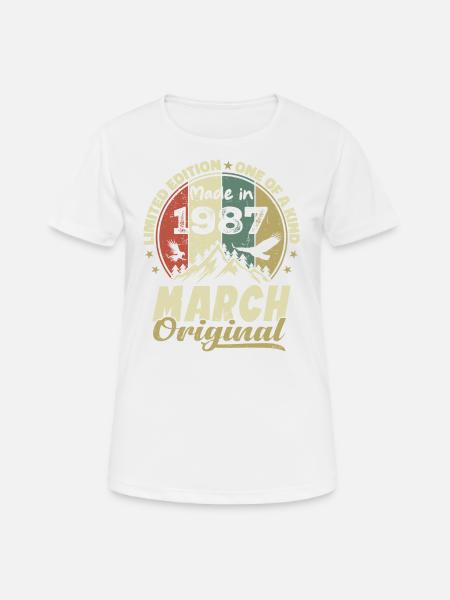 March 1987 Birthday Gift Limited Edition - Women's Breathable T-Shirt - white