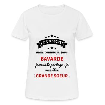 je suis bavarde et future grande soeur ! annonce - T-shirt respirant Femme - blanc - Devant - AI Model Female 172 dark (172cm)