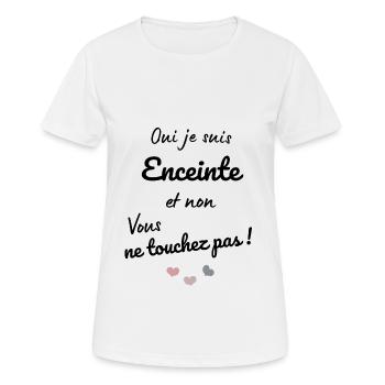 Oui je suis enceinte et non vous ne touchez pas ! - T-shirt respirant Femme - blanc - Devant - AI Model Female 172 dark (172cm)