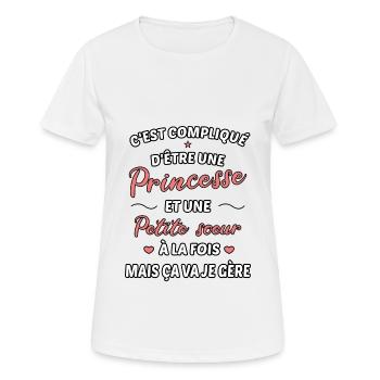 Princesse et petite soeur ! cadeau original - T-shirt respirant Femme - blanc - Devant - AI Model Female 172 dark (172cm)