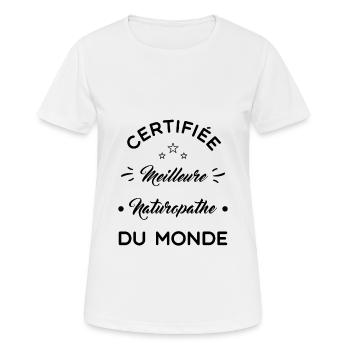 certifiée meilleure naturopathe du monde - T-shirt respirant Femme - blanc - Devant - AI Model Female 172 dark (172cm)