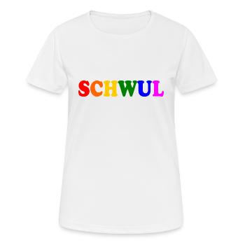 Schwul - Frauen T-Shirt atmungsaktiv - Weiß - Vorne - AI Model Female 172 dark (172cm)