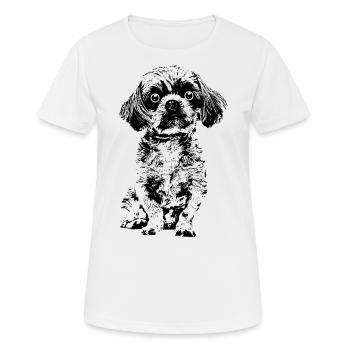 Drolliger kleiner Hund mit große Kulleraugen. - Frauen T-Shirt atmungsaktiv - Weiß - Vorne - AI Model Female 172 dark (172cm)