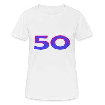 50. 50 ANS. 50e ANNIVERSAIRE. ANNIVERSAIRE 50 ANS. - T-shirt respirant Femme - blanc - Devant - AI Model Female 172 dark (172cm)