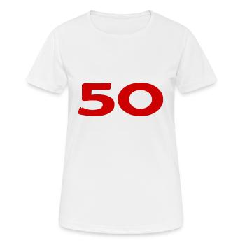 50. 50 ANS. 50e ANNIVERSAIRE. ANNIVERSAIRE 50 ANS. - T-shirt respirant Femme - blanc - Devant - AI Model Female 172 dark (172cm)