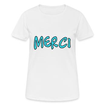 MERCI. MAÎTRESSE. MAÎTRE. MERCI MAÎTRESSE. MAITRE - T-shirt respirant Femme - blanc - Devant - AI Model Female 172 dark (172cm)