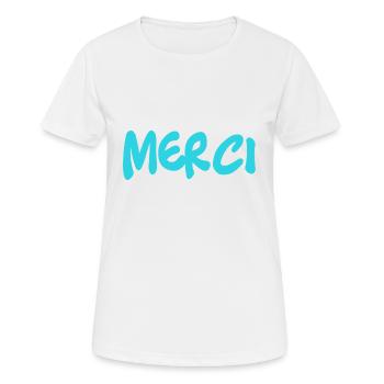 MAÎTRESSE. MAITRE. MERCI. MERCI MAÎTRESSE. MAITRE - T-shirt respirant Femme - blanc - Devant - AI Model Female 172 dark (172cm)