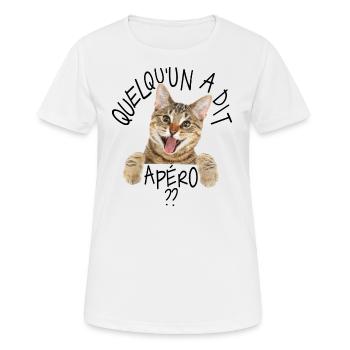 CHAT HAPPY SOMEONE SAID APÉRO 😸😽🥂🍺🍺🍷🍷 - Women's Breathable T-Shirt - white - Front - AI Model Female 172 dark (172cm)