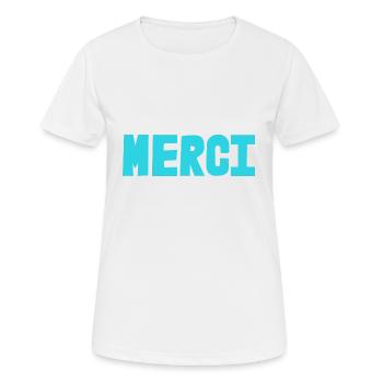 MERCI. MAÎTRESSE. MAÎTRE. MERCI MAÎTRESSE. MAITRE - T-shirt respirant Femme - blanc - Devant - AI Model Female 172 dark (172cm)