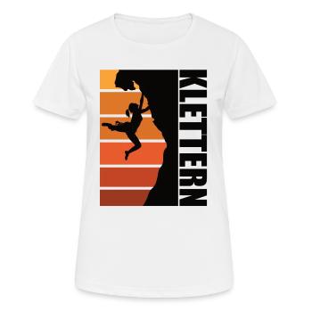 Felsklettern – Kletterin - Frauen T-Shirt atmungsaktiv - Weiß - Vorne - AI Model Female 172 dark (172cm)