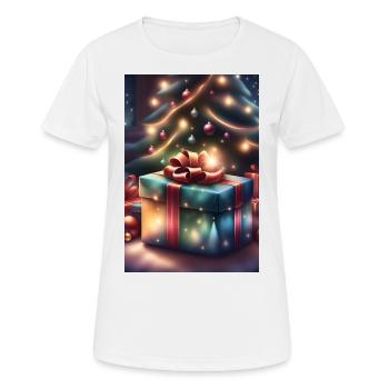 Coffret cadeau festif sous un sapin de Noël - T-shirt respirant Femme - blanc - Devant - AI Model Female 172 dark (172cm)