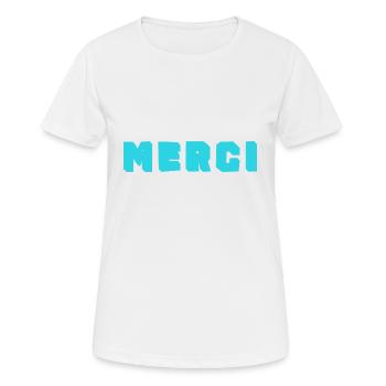 MAÎTRESSE. MAITRE. MERCI. MERCI MAÎTRESSE. MAITRE - T-shirt respirant Femme - blanc - Devant - AI Model Female 172 dark (172cm)