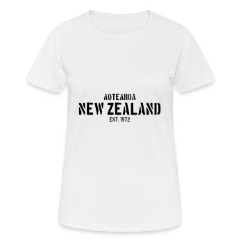 Aotearoa - New Zealand - Kiwi est. 1972 - Auckland - Women's Breathable T-Shirt - white - Front - AI Model Female 172 dark (172cm)