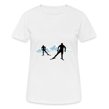 Langläufer und Berge, Langlauf - Frauen T-Shirt atmungsaktiv - Weiß - Vorne - AI Model Female 172 dark (172cm)
