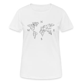 Welt geometrisch - Frauen T-Shirt atmungsaktiv - Weiß - Vorne - AI Model Female 172 dark (172cm)