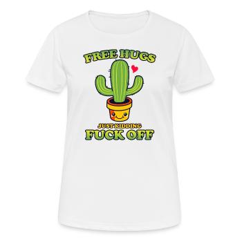 Câlins gratuits juste kidding fuck off - T-shirt respirant Femme - blanc - Devant - AI Model Female 172 dark (172cm)