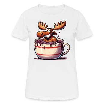Un renne d’orignal se baigne dans une tasse de chocolat chaud - T-shirt respirant Femme - blanc - Devant - AI Model Female 172 dark (172cm)