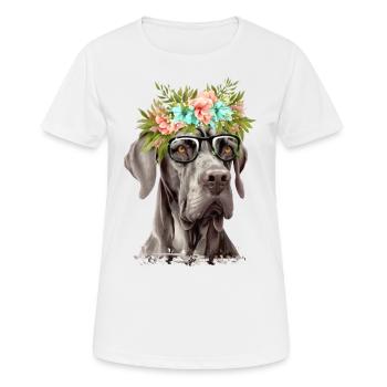 Great Dane with flowers - Women's Breathable T-Shirt - white - Front - AI Model Female 172 dark (172cm)