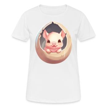 Cochon en coquille d’œuf - Charming Animal Design - T-shirt respirant Femme - blanc - Devant - AI Model Female 172 dark (172cm)