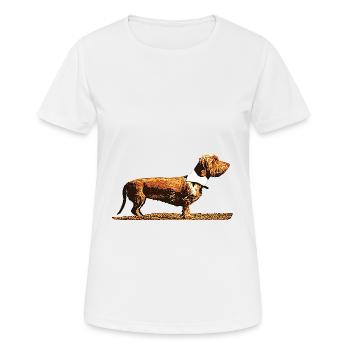 Dackel - Frauen T-Shirt atmungsaktiv - Weiß - Vorne - AI Model Female 172 dark (172cm)