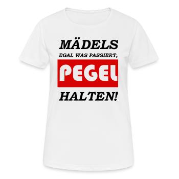Mädels - Pegel halten - Frauen T-Shirt atmungsaktiv - Weiß - Vorne - AI Model Female 172 dark (172cm)