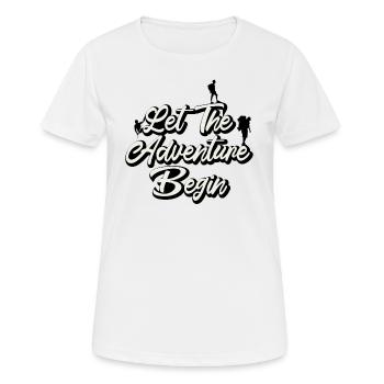 L'aventure attend - T-shirt respirant Femme - blanc - Devant - AI Model Female 172 dark (172cm)