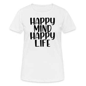 heureux vie heureuse - T-shirt respirant Femme - blanc - Devant - AI Model Female 172 dark (172cm)