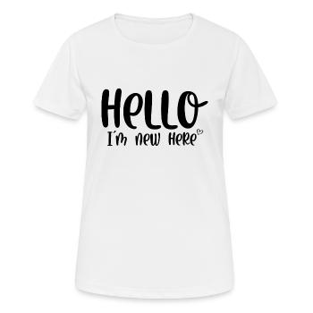 Bonjour je suis nouveau ici - T-shirt respirant Femme - blanc - Devant - AI Model Female 172 dark (172cm)