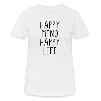 heureux vie heureuse - T-shirt respirant Femme - blanc - Devant - AI Model Female 172 dark (172cm)