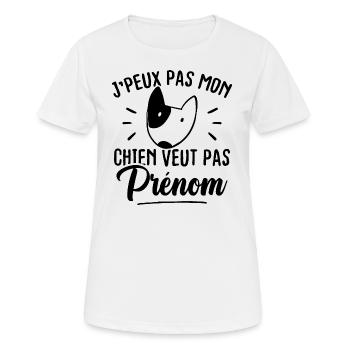 Ich kann nicht mein Hund will keinen Vornamen - Frauen T-Shirt atmungsaktiv - Weiß - Vorne - AI Model Female 172 dark (172cm)