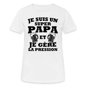 Je suis un super papa et je gère la pression - T-shirt respirant Femme - blanc - Devant - AI Model Female 172 dark (172cm)